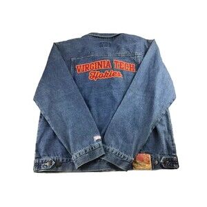 Tradition Virginia Tech Hokies  Men's Blue Denim Jeans Jacket Size 2XL